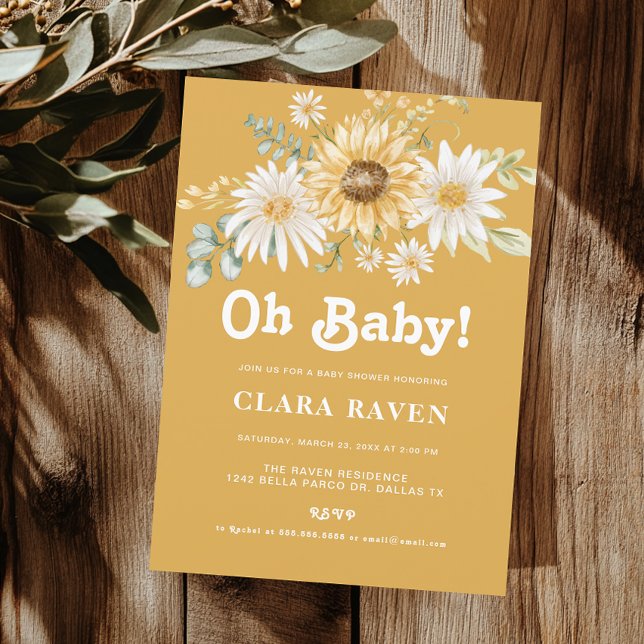Canary Oh Baby Blommig Barnkalas Inbjudan  (Skapare uppladdad)
