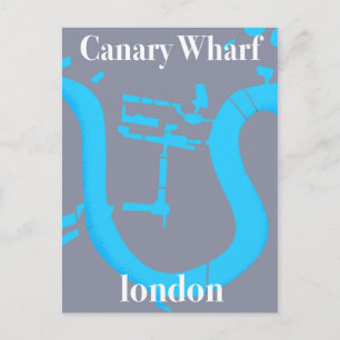 Canary Wharf London karta reseinformation affisch Vykort