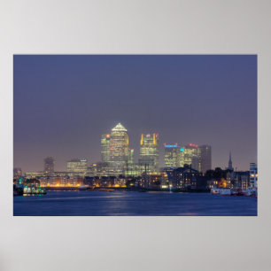 Canary Wharf på natten Poster