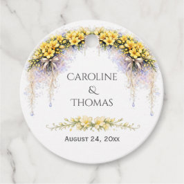 Canary Yellow Romantic Freesia  Floral Wedding Gåvor Etiketter