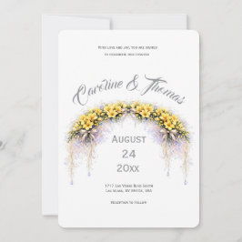 Canary Yellow Romantic Freesia  Floral Wedding Inbjudningar