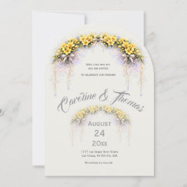 Canary Yellow Romantic Freesia  Floral Wedding Inbjudningar