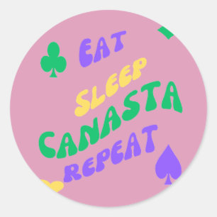 Canasta Enthusiast Mantra Eat Ssov Canasta upprepa Runt Klistermärke