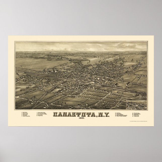 Canastota, NY Panoramic Karta - 1885 Poster (Framsidan)
