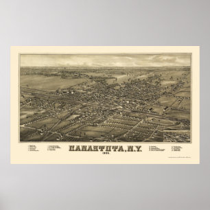 Canastota panorama- karta för NY - 1885 Poster