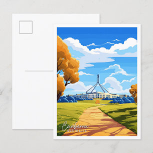 Canberra Australia Art vintage resor illustration Vykort