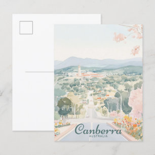 Canberra Australia Gouache Illustration Travel Vykort