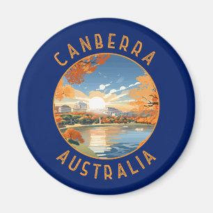 Canberra Australia Retro Distress Circle Magnet