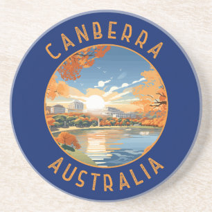 Canberra Australia Retro Distress Circle Underlägg