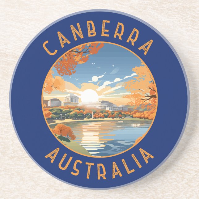 Canberra Australia Retro Distress Circle Underlägg (Framsidan)