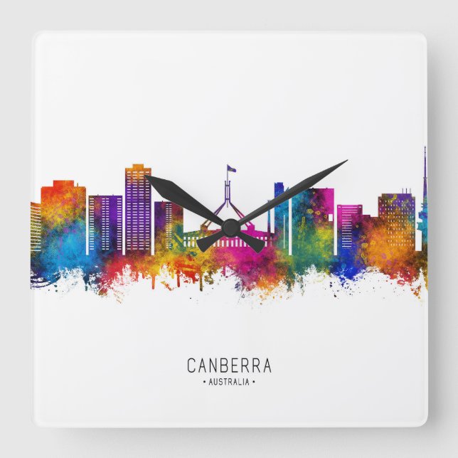 Canberra Australia Skyline Fyrkantig Klocka (Framsida)