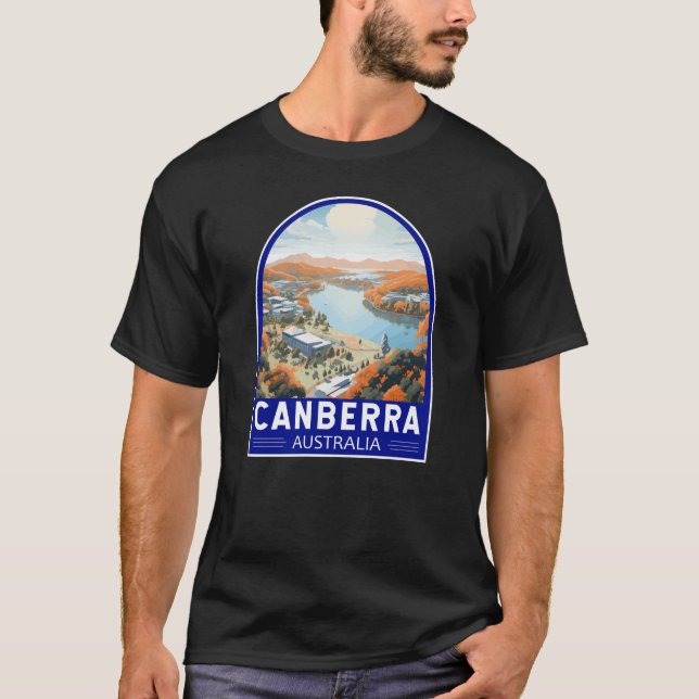 Canberra Australia Travel Art Vintage T Shirt (Framsida)