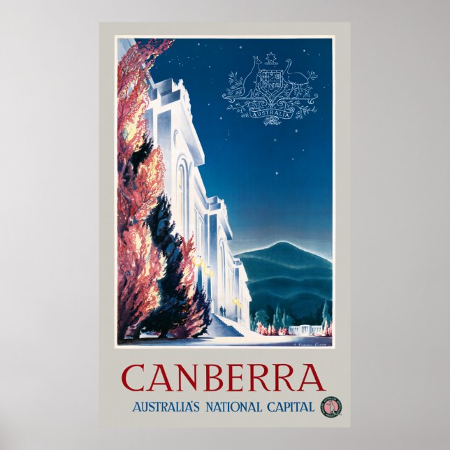 Canberra Australia Vintage 1940 Travel Poster (Framsidan)