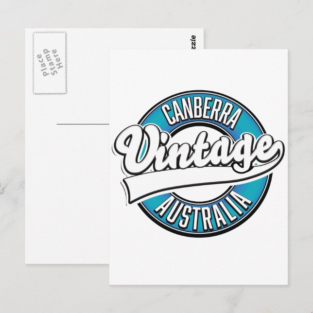 Canberra Australien vintage logotyp  Vykort (Fram/baksida)