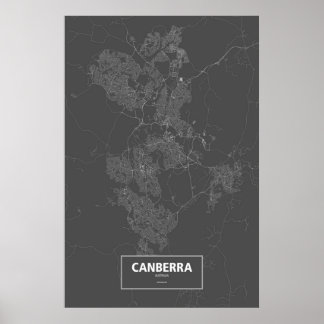 Canberra, Australien (vit på svart) Poster