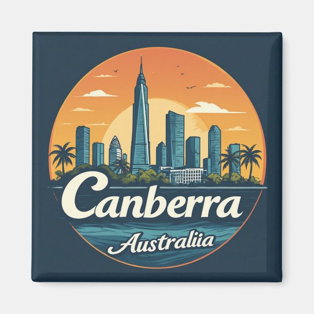 Canberras siluett solnedgång Australien 🌅 Magnet (Framsidan)