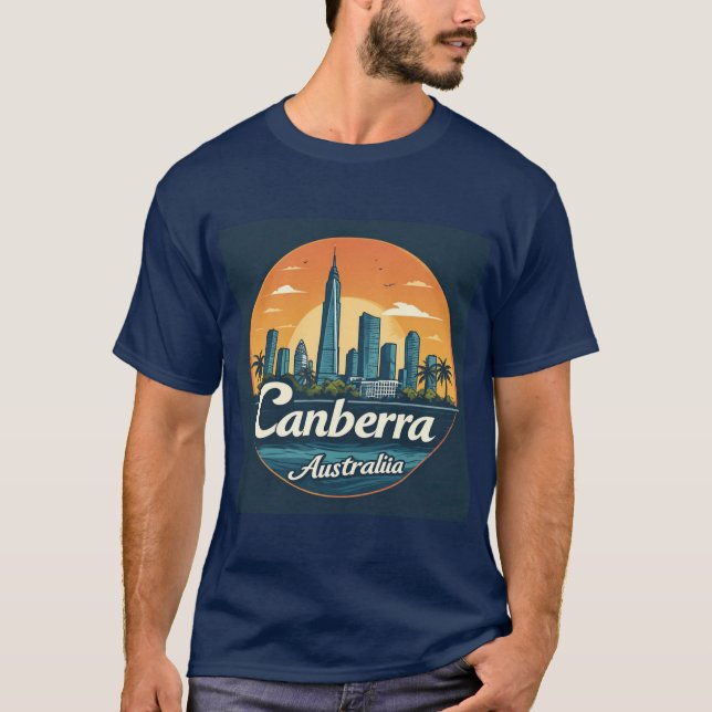 Canberras siluett solnedgång Australien 🌅 T Shirt (Framsida)