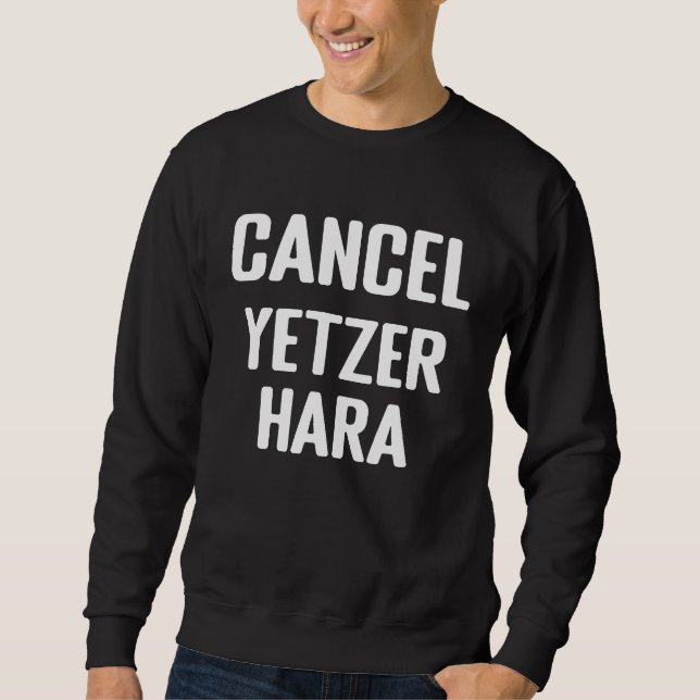 Cancel yetzer hara Torah Jewish Summer Camp Hebrew Lång Ärmad Tröja (Framsida)