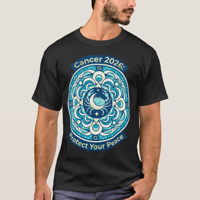 Cancer 2026 Moonlit Crab Zodiac Mandala | Protect  T Shirt (Framsida)