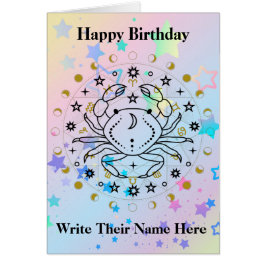 Cancer Astrology Birthday Card 21-22 juni Hälsningskort
