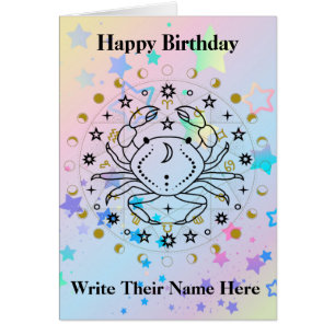 Cancer Astrology Birthday Card 21-22 juni Hälsningskort