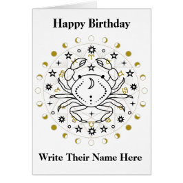 Cancer Astrology Birthday Card 21-22 juni Hälsningskort