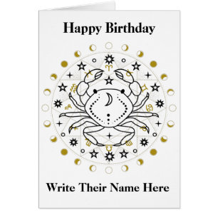 Cancer Astrology Birthday Card 21-22 juni Hälsningskort