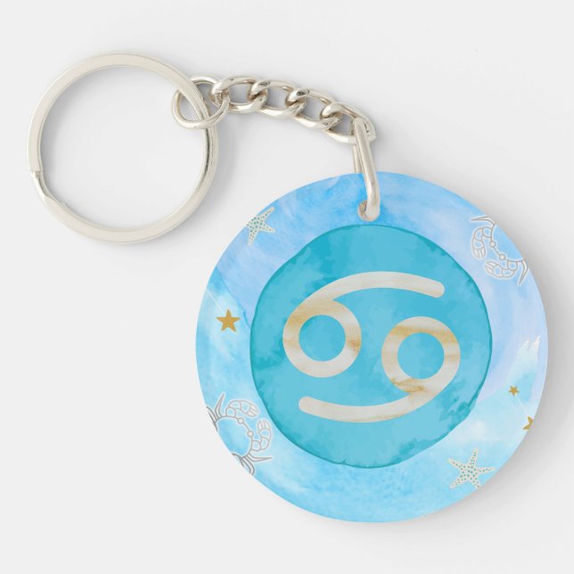 Cancer Astrology Zodiac Keychain - Heart & Måne (Framsidan)