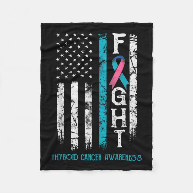 Cancer Awareness Blue Rosa Ribbon Fight Flagga Fleecefilt (Framsidan)