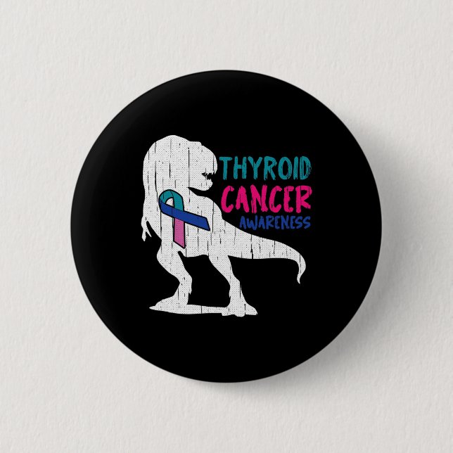Cancer Awareness Coola T-rex Warrior Survivor Figh Knapp (Framsida)