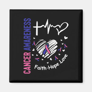 Cancer Awareness Faith Hope Kärlek Magnet