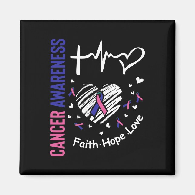 Cancer Awareness Faith Hope Kärlek Magnet (Framsidan)