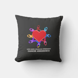 Cancer Awareness Heart Ribbon | Love Hope Courage Kudde