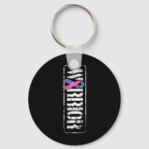 Cancer Awareness - Sideways Military Warrior Ribbo Nyckelring