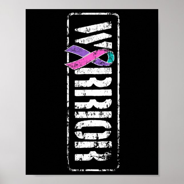 Cancer Awareness - Sideways Military Warrior Ribbo Poster (Framsidan)