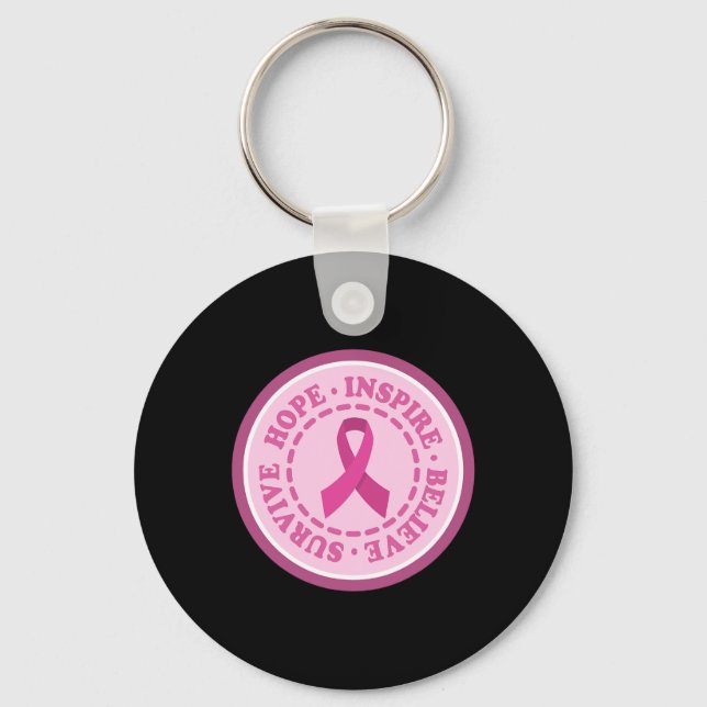 Cancer Awareness Survive Hope Inspire Believe  Nyckelring (Framsida)