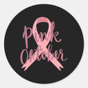 Cancer Awareness Tee - i oktober Bäror vi Rosa til Runt Klistermärke