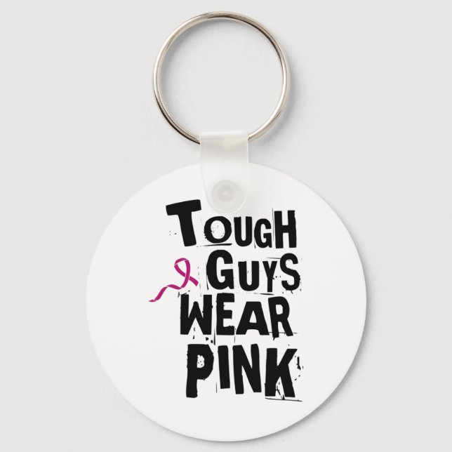 Cancer Awareness Tuff Killar Bära Rosa 2 Nyckelring (Framsida)
