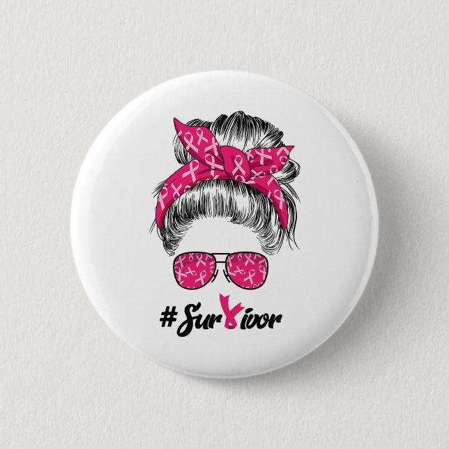 Cancer Awareness Warrior Tro Messy Bun Womens Knapp (Framsida)