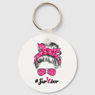 Cancer Awareness Warrior Tro Messy Bun Womens Nyckelring