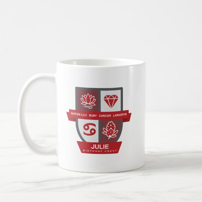 Cancer Birthday Crest™ for July 1-22 Mug Kaffemugg (Vänster)