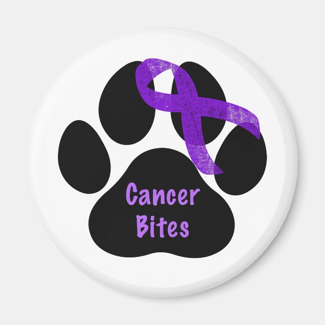 Cancer Bita Hund Tass Lila Ribbon Lymphoma Cancer Magnet (Framsidan)