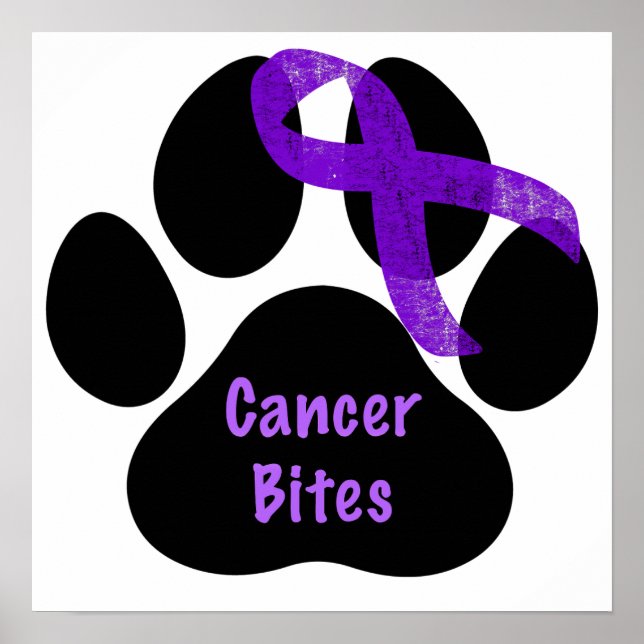 Cancer Bita Hund Tass Lila Ribbon Lymphoma Cancer Poster (Framsidan)