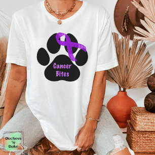 Cancer Bits Dog Paw Lila Band Bukspottkörtel T Shirt