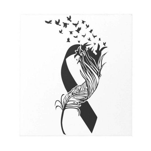 Cancer Black Ribbon Feather Birds Anteckningsblock (Framsida)