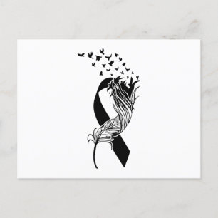 Cancer Black Ribbon Feather Birds Meddelande Vykort