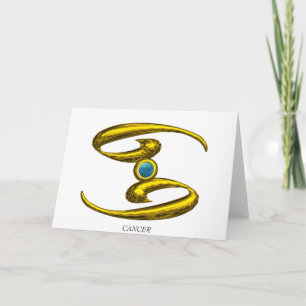 CANCER Blue Opal & Guld Zodiac Birthday Kort