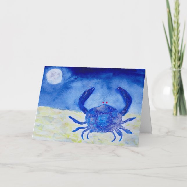 Cancer Blue Zodiac Symbol Birthday Kort (Framsida)