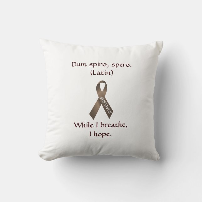 Cancer Brown Survivor Ribbon Pillow Kudde (Framsida)