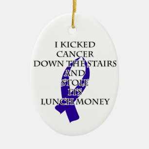 Cancer Bully (Mörk blått band) Julgransprydnad Keramik